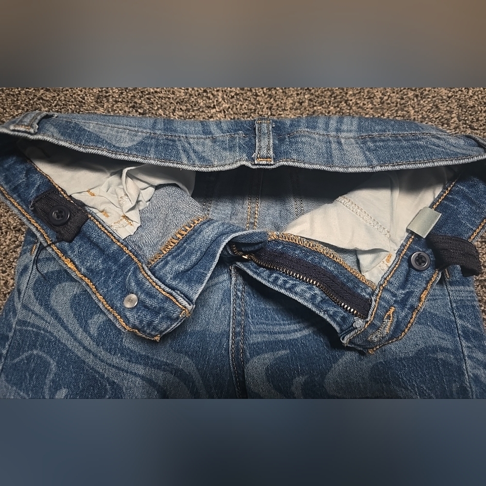 Art Class High Rise Wide Leg SWIRL Jeans Light And Dark Blue Wash Girls Size 10 - Picture 5 of 11